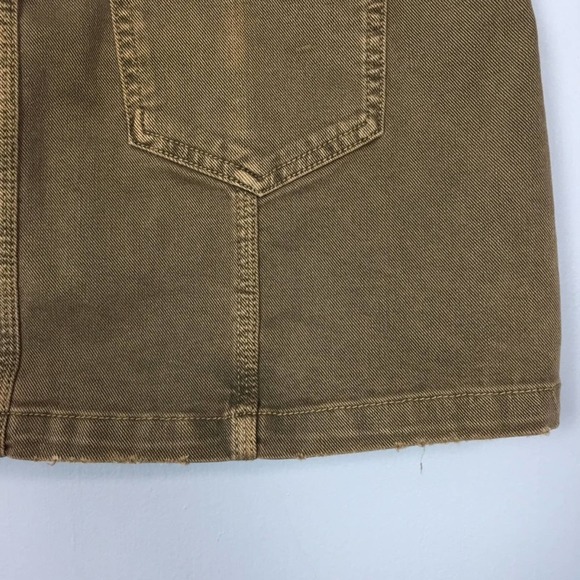 WE the Free Antique Brass Distressed Mini Skirt Size 25 High Waisted Pockets - Picture 10 of 12